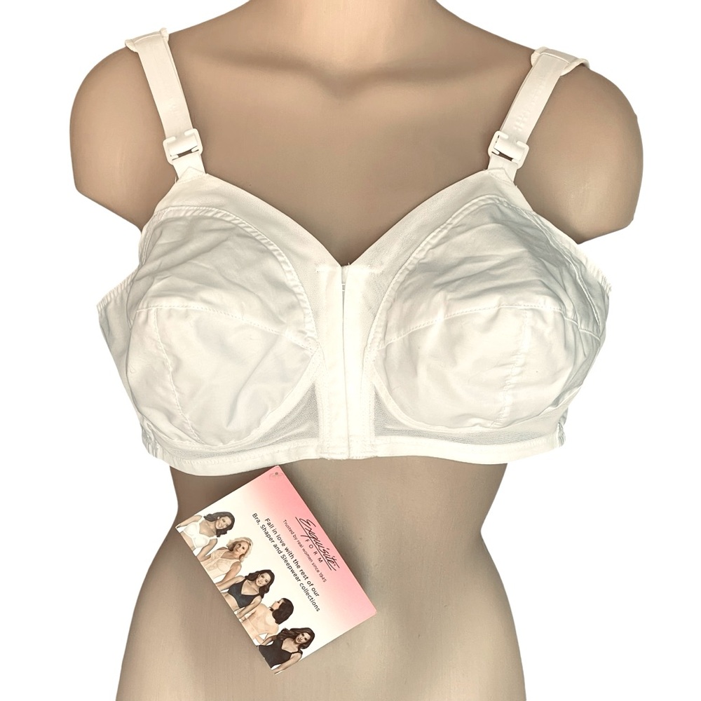 EXQUISITE FORM Bra Full Support Wire Free Front Close White Size 42B
